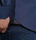 MIDDLESBROUGH D555 Men's Large Cotton Printed Shirt with Long Sleeves, Navy Blue