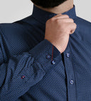 MIDDLESBROUGH D555 Men's Large Cotton Printed Shirt with Long Sleeves, Navy Blue