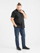 Duża męska koszula wizytowa krótki rękaw JAMES D555 Czarna