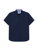 Duża męska koszula wizytowa krótki rękaw JAMES D555 Granatowa