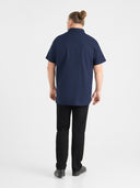 Duża męska koszula wizytowa krótki rękaw JAMES D555 Granatowa