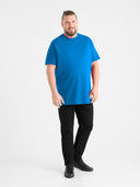 Duży męski T-shirt bawełniany FLYERS D555 Ciemnoniebieski