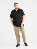 Duży męski T-shirt bawełniany V-neck SIGNATURE D555 Czarny