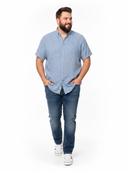 Duke Clothing duża męska koszula bawełniano-lniana - casualFALMOUTH błękitna duży rozmiar plus size model 01