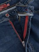 Zestaw jeansy męskie regular fit AMBROSE D555 Ciemnoniebieskie i T-shirt bawełniany FLYERS D555 Biały