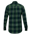 Large men's casual cotton shirt in a checkered pattern GARFIELD D555, green and navy blue