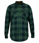 Large men's casual cotton shirt in a checkered pattern GARFIELD D555, green and navy blue