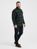 Large men's casual cotton shirt in a checkered pattern GARFIELD D555, green and navy blue