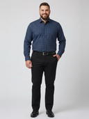 MIDDLESBROUGH D555 Men's Large Cotton Printed Shirt with Long Sleeves, Navy Blue