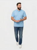 Large men's cotton piqué shirt PROMODORO Polo Superior - Alaskan blue - light blue