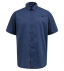 NORWICH Men's Large Casual Cotton Shirt with Short Sleeves for Summer, Navy Blue