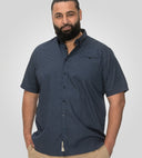 NORWICH Men's Large Casual Cotton Shirt with Short Sleeves for Summer, Navy Blue