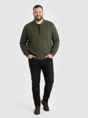 Duży sweter męski bawełniany THOMAS na zamek w kolorze zielonym