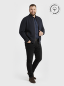 Large men's cotton sweater with zipper THOMAS in navy blue