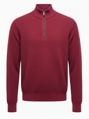 CARTER men's large cotton sweater with half-zip, burgundy color