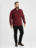 CARTER men's large cotton sweater with half-zip, burgundy color