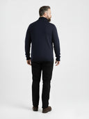 Large men's cotton half-zip sweater B36 navy blue