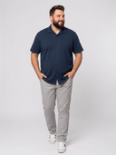 Koszula letnia męska z krótkim rękawem bawełniana CONNOR granatowa plus size