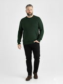 Large men's casual cotton sweater M11 dark green