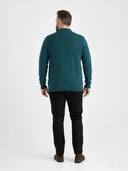 Large men's polo collar sweater with buttons A04 turquoise