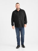 Men's Large Regular Fit Denim Shirt WESTERN Black