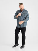 Men's large regular fit denim shirt WESTERN stonewash blue