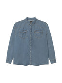 Duża męska koszula jeansowa regular fit WESTERN stonewash niebieska