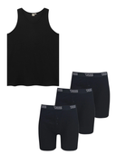 Zestaw duży męski podkoszulek FABIO D555 czarny i męskie bokserki 3-pak DRIVER 1 D555 czarne